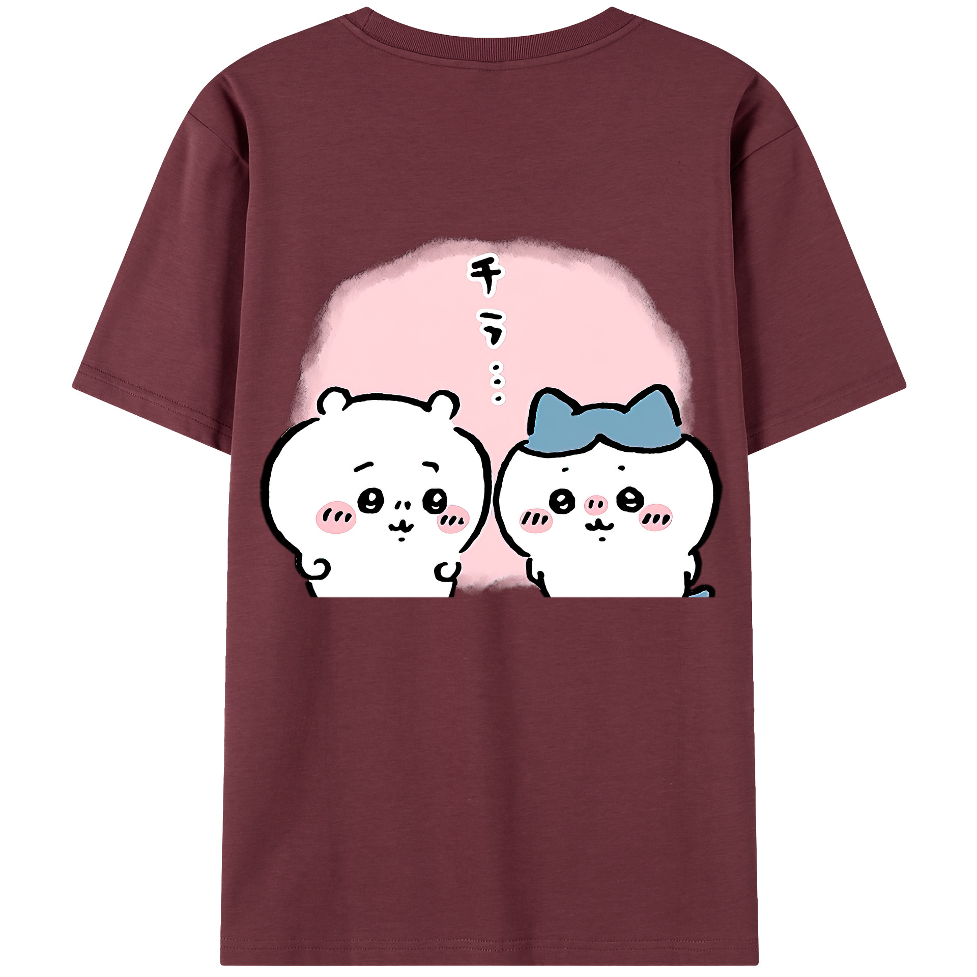 （画像用） ちいかわ ハチワレ Chii-kawa hachiware 綿100％半袖Tシャツ（背面プリント）